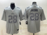 Wholesale Cheap Men's Las Vegas Raiders #28 Josh Jacobs With Patch Grey Atmosphere Fashion Stitched Jersey