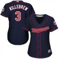 Wholesale Cheap Twins #3 Harmon Killebrew Navy Blue Alternate Women's Stitched MLB Jersey
