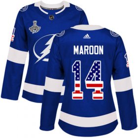Cheap Adidas Lightning #14 Pat Maroon Blue Home Authentic USA Flag Women\'s 2020 Stanley Cup Champions Stitched NHL Jersey