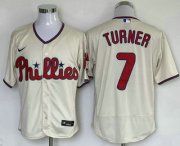 Cheap Men's Philadelphia Phillies #7 Trea Turner Cream Stitched MLB Flex Base Nike Jersey