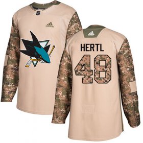 Wholesale Cheap Adidas Sharks #48 Tomas Hertl Camo Authentic 2017 Veterans Day Stitched Youth NHL Jersey