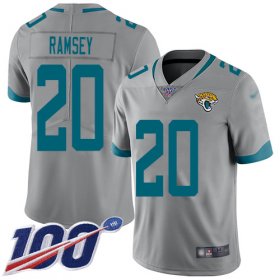 Wholesale Cheap Nike Jaguars #20 Jalen Ramsey Silver Men\'s Stitched NFL Limited Inverted Legend 100th Season Jersey