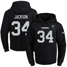 Wholesale Cheap Nike Raiders #34 Bo Jackson Black Name & Number Pullover NFL Hoodie