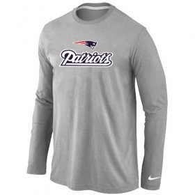 Wholesale Cheap Nike New England Patriots Authentic Logo Long Sleeve T-Shirt Grey