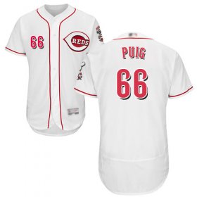 Wholesale Cheap Reds #66 Yasiel Puig White Flexbase Authentic Collection Stitched MLB Jersey