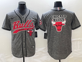 Wholesale Cheap Men\'s Chicago Bulls Blank Grey Gridiron Cool Base Stitched Baseball Jersey