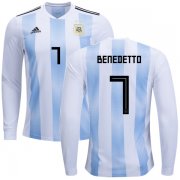 Wholesale Cheap Argentina #7 Benedetto Home Long Sleeves Kid Soccer Country Jersey