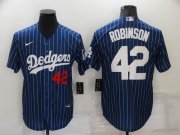 Wholesale Cheap Men's Los Angeles Dodgers #42 Jackie Robinson Blue Pinstripe Stitched MLB Cool Base Nike Jersey