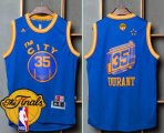 Wholesale Cheap Men's Warriors #35 Kevin Durant Blue Throwback The City 2017 The Finals Patch Stitched NBA Jersey