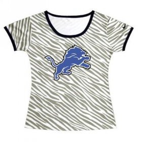 Wholesale Cheap Women\'s Detroit Lions Sideline Legend Authentic Logo Zebra Stripes T-Shirt