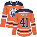 Wholesale Cheap Adidas Oilers #41 Mike Smith Orange Home Authentic Women's Stitched NHL Jersey