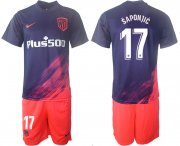 Wholesale Cheap Men 2021-2022 Club Atletico Madrid away purple 17 Soccer Jersey
