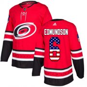 Wholesale Cheap Adidas Hurricanes #6 Joel Edmundson Red Home Authentic USA Flag Stitched NHL Jersey