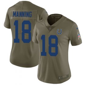Wholesale Cheap Nike Colts #18 Peyton Manning Olive Women\'s Stitched NFL Limited 2017 Salute to Service Jersey