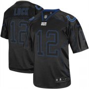 Wholesale Cheap Nike Colts #12 Andrew Luck Lights Out Black Men's Stitched NFL Elite Jersey