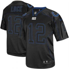 Wholesale Cheap Nike Colts #12 Andrew Luck Lights Out Black Men\'s Stitched NFL Elite Jersey