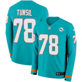 Wholesale Cheap Nike Dolphins #78 Laremy Tunsil Aqua Green Team Color Men\'s Stitched NFL Limited Therma Long Sleeve Jersey