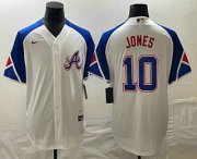 Cheap Men's Atlanta Braves #10 Chipper Jones White 2023 City Connect Cool Base Stitched Jersey