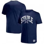 Wholesale Cheap Men's Dallas Cowboys x Staple Navy Logo Lockup T-Shirt
