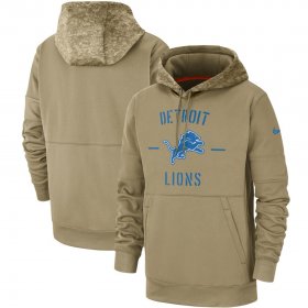 Wholesale Cheap Men\'s Detroit Lions Nike Tan 2019 Salute to Service Sideline Therma Pullover Hoodie