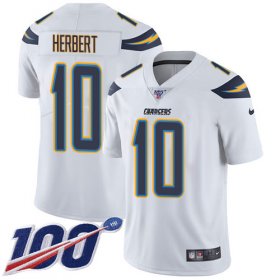 Wholesale Cheap Nike Chargers #10 Justin Herbert White Men\'s Stitched NFL 100th Season Vapor Untouchable Limited Jersey