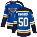 Wholesale Cheap Adidas Blues #50 Jordan Binnington Blue Home Authentic Stitched NHL Jersey
