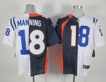 Wholesale Cheap Nike Broncos #18 Peyton Manning Navy Blue/White Men's Stitched NFL Elite Split Colts Jersey