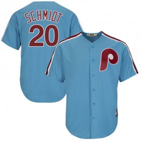 Wholesale Cheap Philadelphia Phillies #20 Mike Schmidt Majestic Cooperstown Player Cool Base Jersey Light Blue