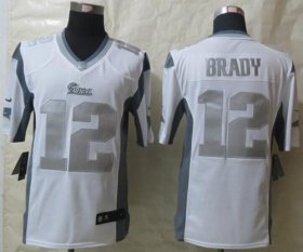 Wholesale Cheap Nike Patriots #12 Tom Brady White Men\'s Stitched NFL Limited Platinum Jersey
