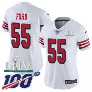 Wholesale Cheap Nike 49ers #55 Dee Ford White Super Bowl LIV 2020 Rush Women's Stitched NFL Limited 100th Season Jersey