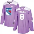 Wholesale Cheap Adidas Rangers #8 Jacob Trouba Purple Authentic Fights Cancer Stitched NHL Jersey