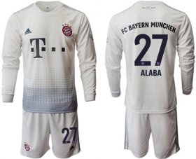 Wholesale Cheap Bayern Munchen #27 Alaba Away Long Sleeves Soccer Club Jersey