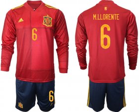 Wholesale Cheap Men 2021 European Cup Spain home Long sleeve 6 soccer jerseys