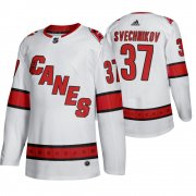 Wholesale Cheap Carolina Hurricanes #37 Andrei Svechnikov Men's 2019-20 Away Authentic Player White Stitched NHL Jersey