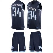 Wholesale Cheap Nike Titans #34 Earl Campbell Navy Blue Team Color Men's Stitched NFL Limited Tank Top Suit Jersey