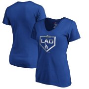 Wholesale Cheap Los Angeles Dodgers Majestic Women's 2019 Postseason Dugout Authentic V-Neck T-Shirt Royal