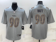 Wholesale Men's Pittsburgh Steelers #90 TJ Watt Grey Atmosphere Fashion 2022 Vapor Untouchable Stitched Limited Jersey