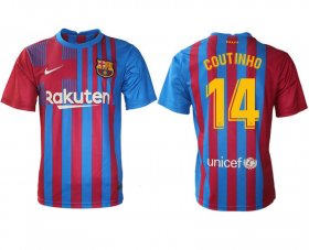 Wholesale Cheap Men 2021-2022 Club Barcelona home aaa version red 14 Nike Soccer Jerseys