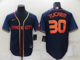 Wholesale Cheap Men's Houston Astros #30 Kyle Tucker 2022 Navy City Connect Cool Base Stitched Jersey