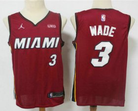 Wholesale Cheap Men\'s Miami Heat #3 Dwyane Wade Red 2020 Brand Jordan Swingman Stitched NBA Jersey With The NEW Sponsor Logo