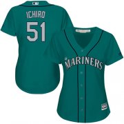 Wholesale Cheap Mariners #51 Ichiro Suzuki Green Alternate Women's Stitched MLB Jersey