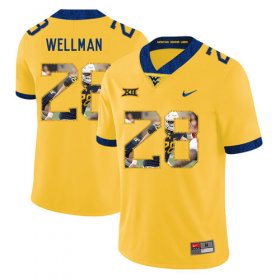 Wholesale Cheap West Virginia Mountaineers 28 Elijah Wellman Yellow Fashion College Football Jersey
