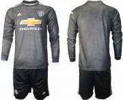 Wholesale Cheap Men 2020-2021 club Manchester united away long sleeve black Soccer Jerseys
