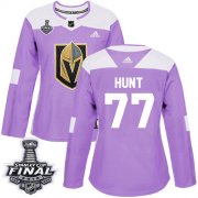 Wholesale Cheap Adidas Golden Knights #77 Brad Hunt Purple Authentic Fights Cancer 2018 Stanley Cup Final Women's Stitched NHL Jersey