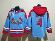 Wholesale Cheap Men's St.Louis Cardinals #4 Yadier Molina Blue Ageless Must-Have Lace-Up Pullover Hoodie