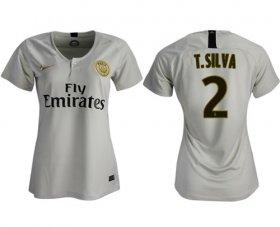 Wholesale Cheap Women\'s Paris Saint-Germain #2 T.Silva Away Soccer Club Jersey