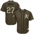 Wholesale Cheap Athletics #27 Catfish Hunter Green Salute to Service Stitched MLB Jersey