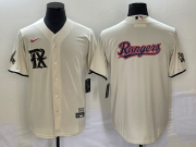 Cheap Men's Texas Rangers Cream Team Big Logo 2023 City Connect Cool Base Stitched Baseball Jersey