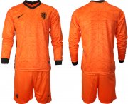 Wholesale Cheap Men 2021 European Cup Netherlands orange Long sleeve goalkeeper Soccer Jersey
