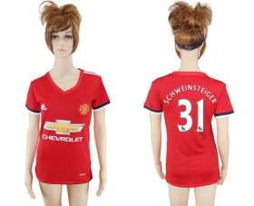 Wholesale Cheap Women\'s Manchester United #31 Schweinsteiger Red Home Soccer Club Jersey